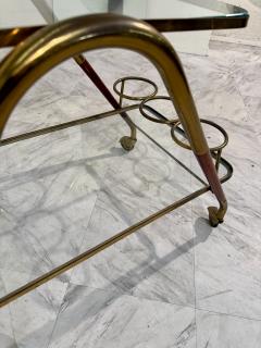 Italian Brass Glass Bar Cart with Bottle Holder - 4308694