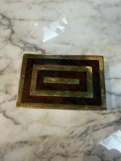 Italian Brass Inlaid Wood Box 1970s - 4514159