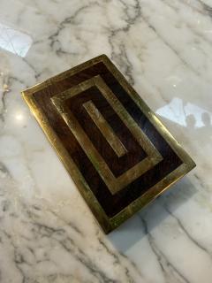 Italian Brass Inlaid Wood Box 1970s - 4514160