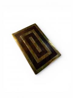 Italian Brass Inlaid Wood Box 1970s - 4514467