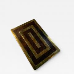 Italian Brass Inlaid Wood Box 1970s - 4514468