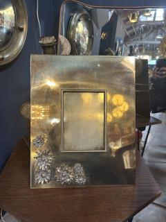 Italian Brass Picture Frame with Embossed Floral Motif 1970s - 4253327