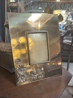 Italian Brass Picture Frame with Embossed Floral Motif 1970s - 4253330