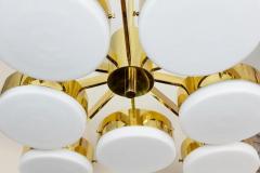 Italian Brass and Frosted Glass Chandelier - 3022181