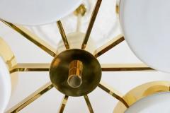 Italian Brass and Frosted Glass Chandelier - 3022184