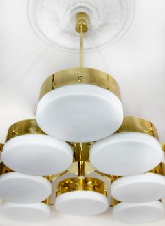 Italian Brass and Frosted Glass Chandelier - 3022190