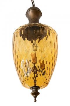 Italian Brass and Glass Chandelier Lantern circa 1950 - 3021135