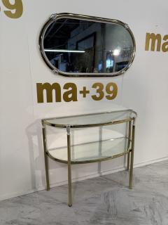 Italian Brass and Glass Console with Matching Mirror 1970s - 4313643