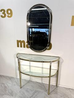 Italian Brass and Glass Console with Matching Mirror 1970s - 4313662