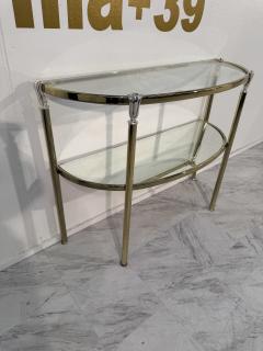 Italian Brass and Glass Console with Matching Mirror 1970s - 4313663