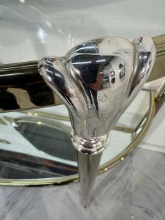 Italian Brass and Glass Console with Matching Mirror 1970s - 4313670