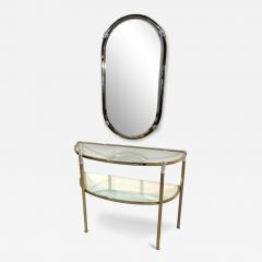 Italian Brass and Glass Console with Matching Mirror 1970s - 4319507
