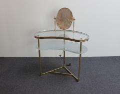 Italian Brass and Glass Kidney Form Illuminated Vanity Console by Luigi Brusotti - 3534889