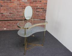 Italian Brass and Glass Kidney Form Illuminated Vanity Console by Luigi Brusotti - 3534890