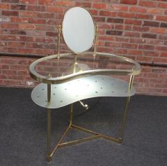 Italian Brass and Glass Kidney Form Illuminated Vanity Console by Luigi Brusotti - 3534891