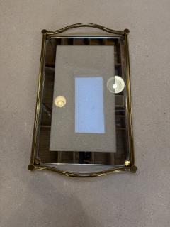 Italian Brass and Glass Rectangular Tray with Curved Handles 1970s - 4442600