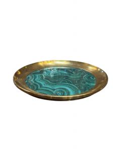 Italian Brass and Green Swirl Tray - 4281687