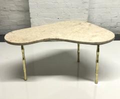 Italian Brass and Marble Top Boomerang Shaped Coffee Table - 1625629