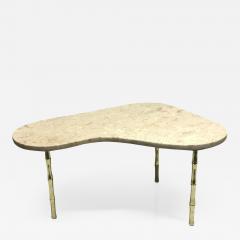 Italian Brass and Marble Top Boomerang Shaped Coffee Table - 1627451