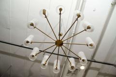 Italian Brass and Perspex Chandelier Wagon Wheel Shape - 1093960