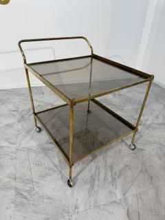 Italian Brass and Smoked Glass Bar Cart 1970s - 4203157