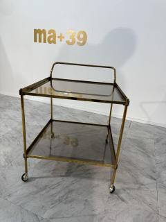 Italian Brass and Smoked Glass Bar Cart 1970s - 4203159