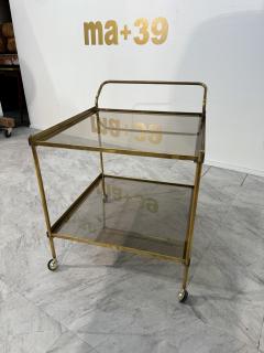 Italian Brass and Smoked Glass Bar Cart 1970s - 4203160