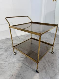Italian Brass and Smoked Glass Bar Cart 1970s - 4203163