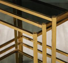 Italian Brass and Smoked Glass Nesting Tables Italy circa 1960 - 3362068