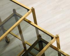 Italian Brass and Smoked Glass Nesting Tables Italy circa 1960 - 3362076