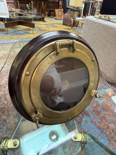 Italian Brass and Wood Round Picture Frame Italy 1970s - 4689510