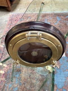 Italian Brass and Wood Round Picture Frame Italy 1970s - 4689511
