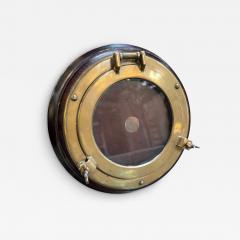 Italian Brass and Wood Round Picture Frame Italy 1970s - 4689541
