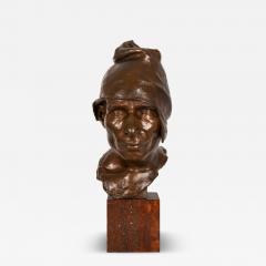 Italian Bronze Sculpture Bust The Wagoner 1879 by Achille DOrsi - 4568860