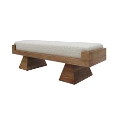 Italian Brutalist Bench in Solid Oak and Wool Boucl  - 4368707