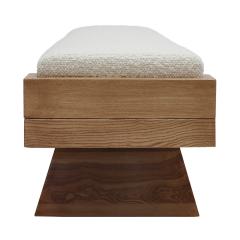 Italian Brutalist Bench in Solid Oak and Wool Boucl  - 4368716