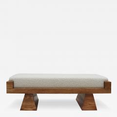 Italian Brutalist Bench in Solid Oak and Wool Boucl  - 4369446