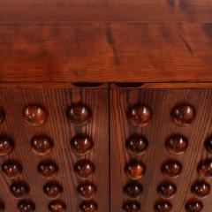 Italian Brutalist Hand Carved Oak Wood Sideboard with Sculptural Studded Doors - 4809010