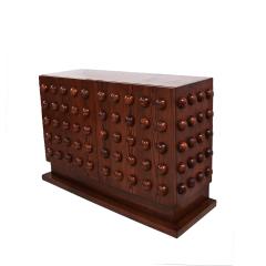 Italian Brutalist Hand Carved Oak Wood Sideboard with Sculptural Studded Doors - 4809013
