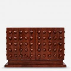 Italian Brutalist Hand Carved Oak Wood Sideboard with Sculptural Studded Doors - 4811490