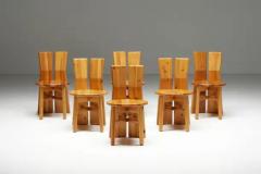 Italian Brutalist Pine Dining Chairs Italy 1970s - 3441757