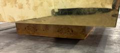 Italian Burl Wood Coffee Table with Brass Frame 1970s - 4498584