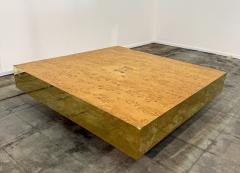 Italian Burl Wood Coffee Table with Brass Frame 1970s - 4498587