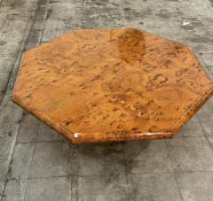 Italian Burl Wood Octagonal Coffee Table 1970s - 4498575