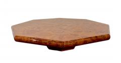 Italian Burl Wood Octagonal Coffee Table 1970s - 4498576