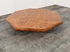 Italian Burl Wood Octagonal Coffee Table 1970s - 4498577