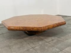 Italian Burl Wood Octagonal Coffee Table 1970s - 4498578