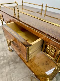 Italian Burl Wood and Brass Bar Cart 1950s - 4704075