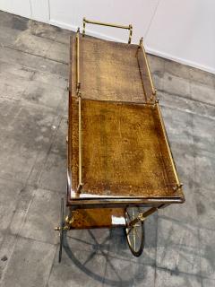Italian Burl Wood and Brass Bar Cart 1950s - 4704077