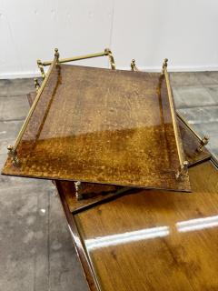 Italian Burl Wood and Brass Bar Cart 1950s - 4704079